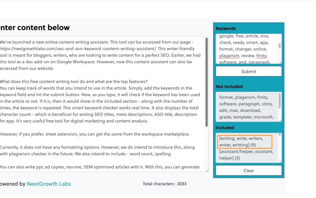 Asistente de Redacción SEO | Herramienta De Contenido Gratuita para Blogueros y Escritores